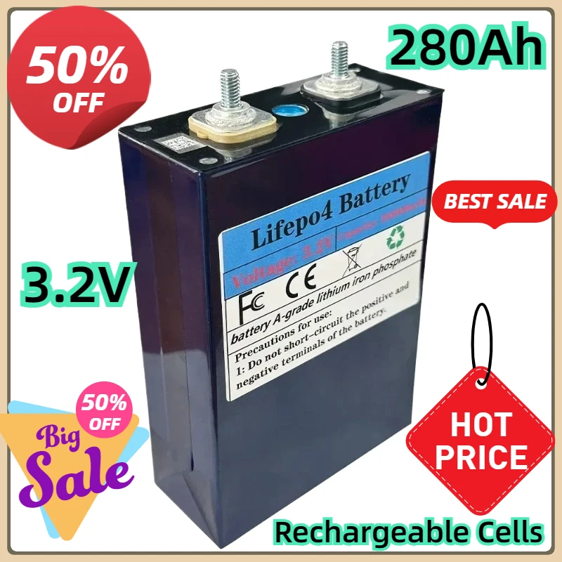 

For Solar Energy DIY Lithium Battery Pack Home Power in Stock 3.2V 280AH LiFePO4 Battery Rechargeable Cells