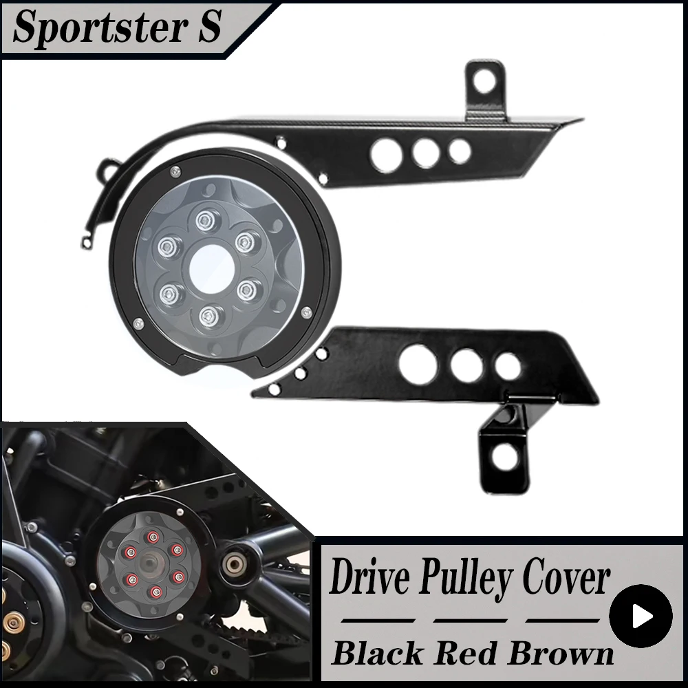 

For Harley Sportster S 1250 RH1250 RH1250S 2021 2022 Motorcycle Front Drive Pulley Engine Upper Cover Pulley Guard Aluminum