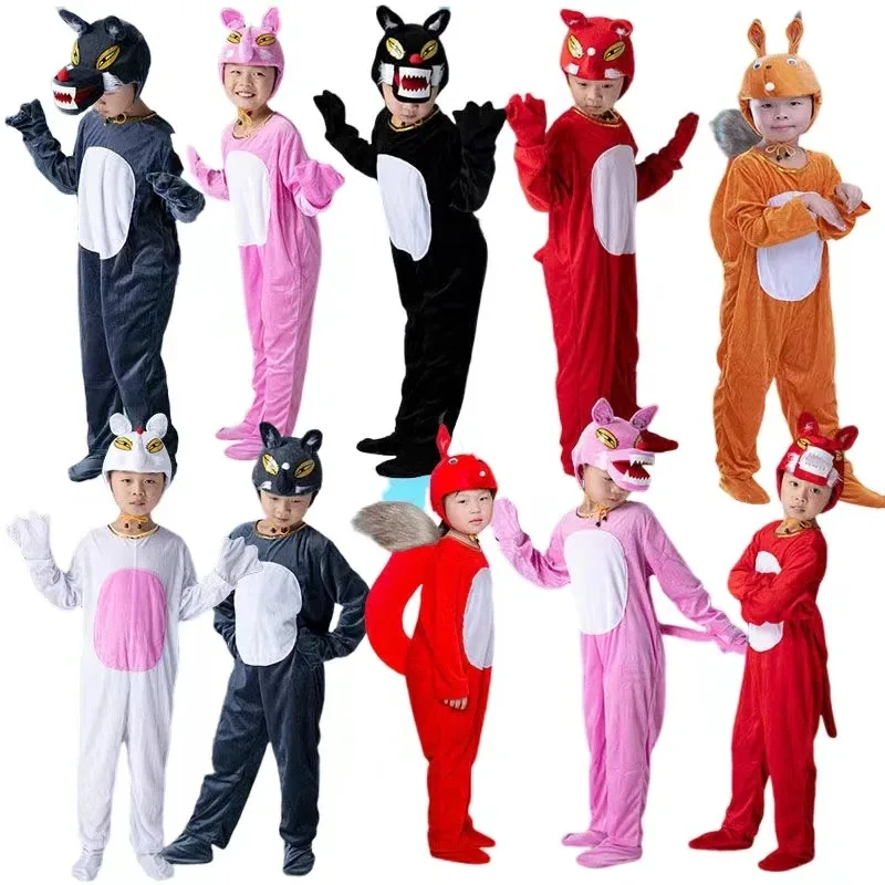 

Детский костюм серого волка с лисой для мальчиков и девочек на Хэллоуин, тематическая вечеринка с изображением животных, комбинезон для косплея белки для детей; 2 д, 5,5 ч;