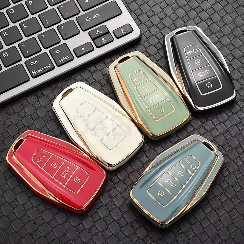 لجيلي Okavango Coolray أطلس Monjaro Tugella Emgrand GT S Proton X50 X70 X6 X7 EX7 GC 4 أزرار غطاء حافظة مفاتيح السيارة من البولي يوريثان #6