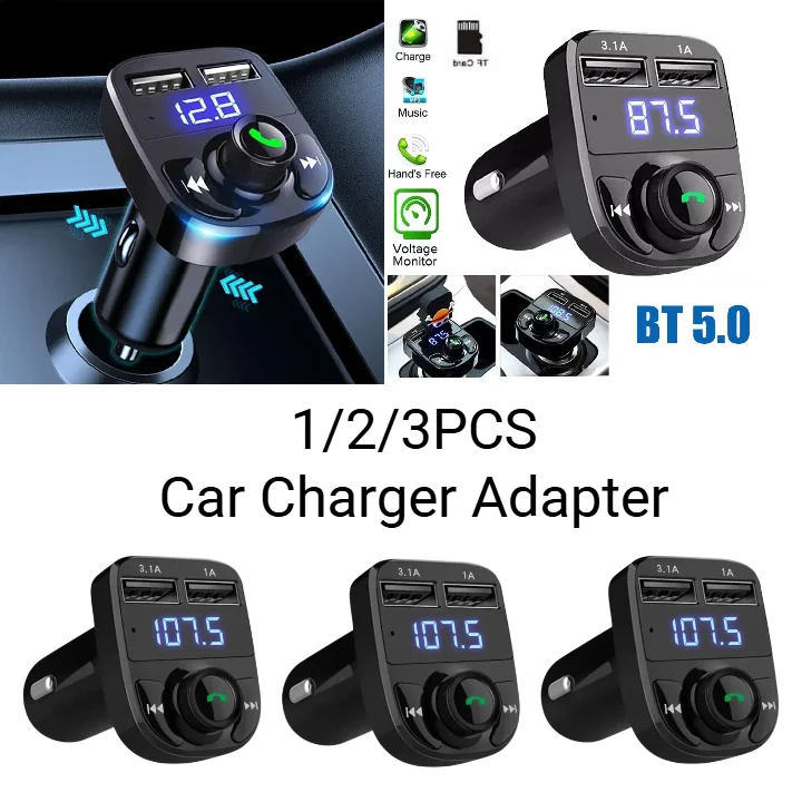 1/2/3 قطعة بلوتوث FM الارسال سيارة حر اليدين الاتصال راديو استقبال Mp3 الموسيقى ستيريو محول المزدوج USB ميناء شاحن 2026