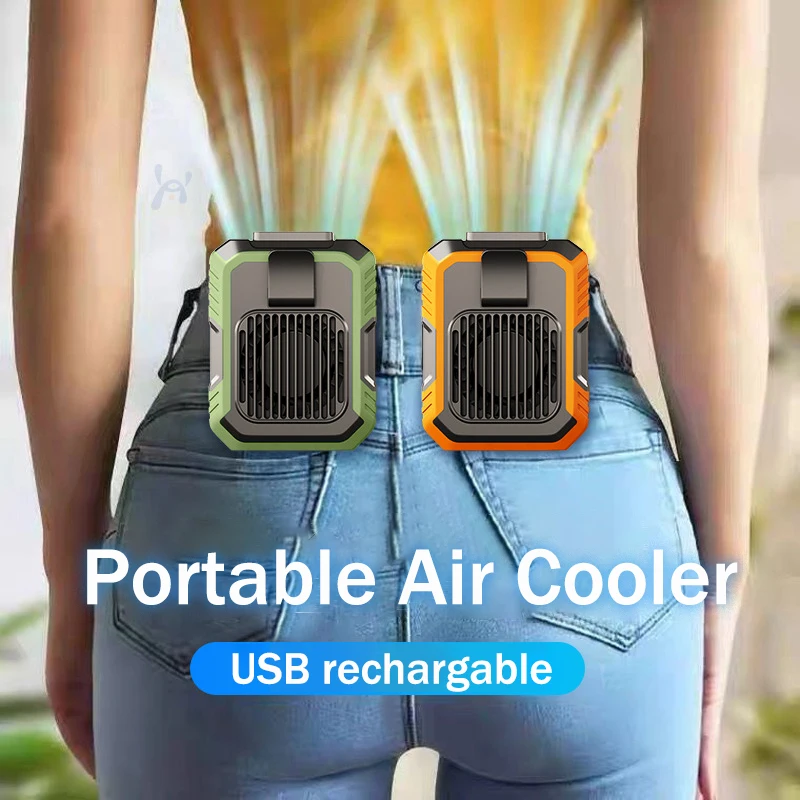 Portable Air Conditioner,Waist Clip Fan with 5-8H,Neck Fan,3 Speeds, USB Rechargeable,for Summer Outdoor Work Jobsite Hiking