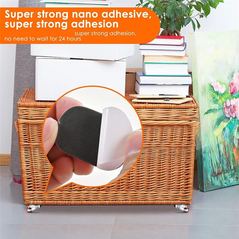

A96I-0.5In Oval Plate Self-Adhesive Caster Wheels, 360° Swivel, Strong Nano Adhesive, 30 Lbs Load Capacity Per Caster 20Pack