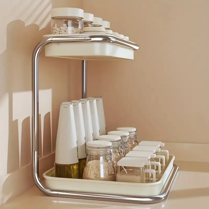 

2pcs Kitchen Countertop Storage Racks, Stackable Metal Organizers for Plates, Bowls and Cups, Space-Saving and Durable