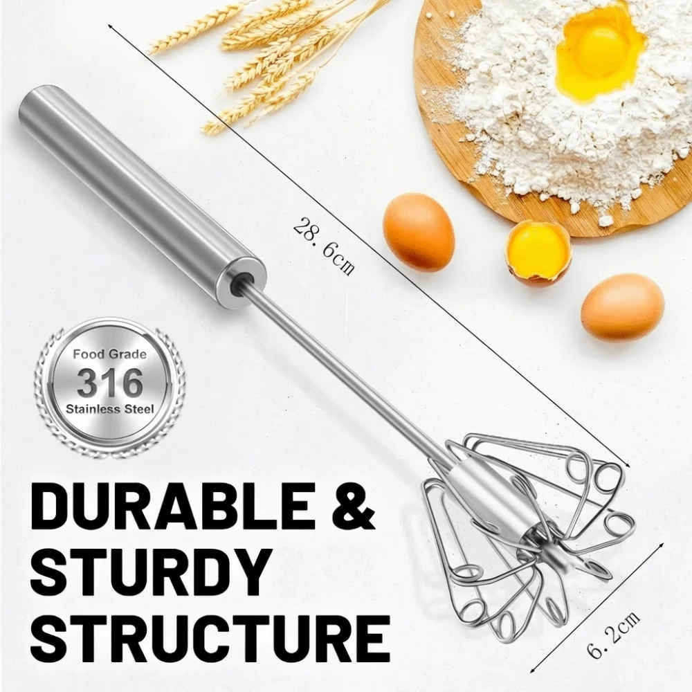 Durable Stainless Steel Egg Whisk Hand Push Upgraded Hand Push Mixer Easy to Use Egg Beater Food Preparation