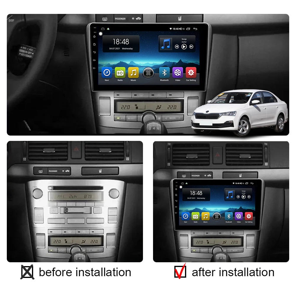 2din Car Radio Android 12 Carplay For Toyota Avensis T250 2003 - 2009 Multimedia Video Player HD Screen GPS Stereo Head Unit 4G