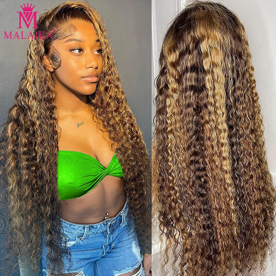 1BT30 Brown Deep Wave Lace Frontal Wig 13x4 Hd Transparent Curly Lace Front Wigs For Women Colored Water Wave Human Hair Wigs