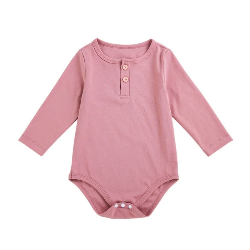 Spring Autumn Baby Clothes Romper Solid Color Boy Girls Newborn Clothes Kids Long Sleeve Cotton Overall Baby Jumpsuit 0-24M