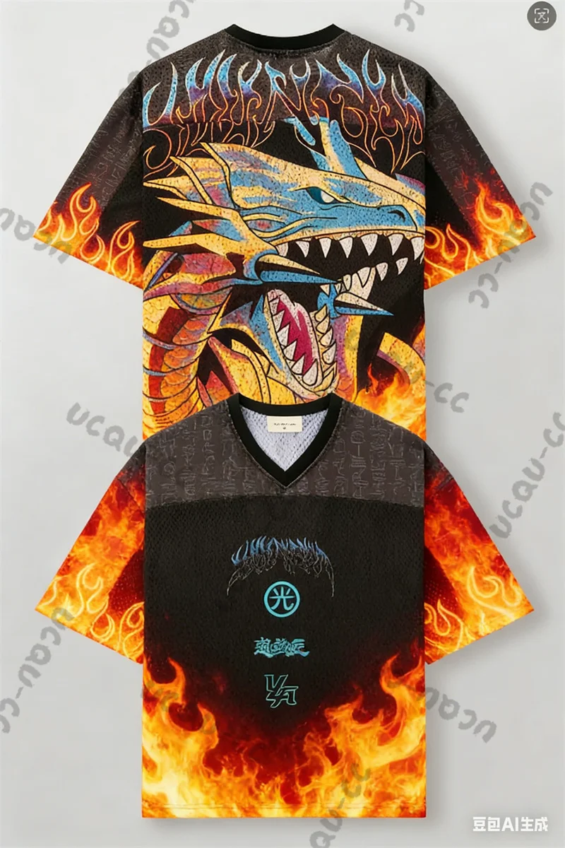 

Модная брендовая футболка оверсайз для улицы и отдыха, быстросохнущая, дышащая, с крупной сеткой, с анимационным принтом, с коротким рукавом