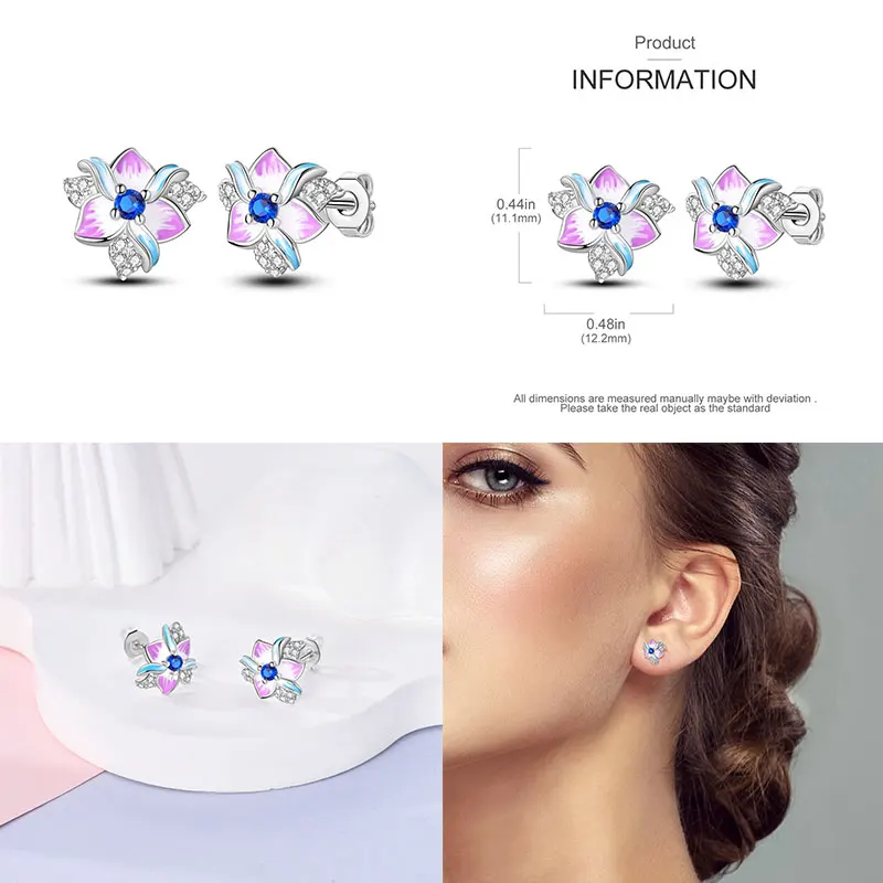 Hot Sale 100% 925 Silver Bohemian Colorful Feather Iris Women Earrings Suitable For Party Anniversary Gift