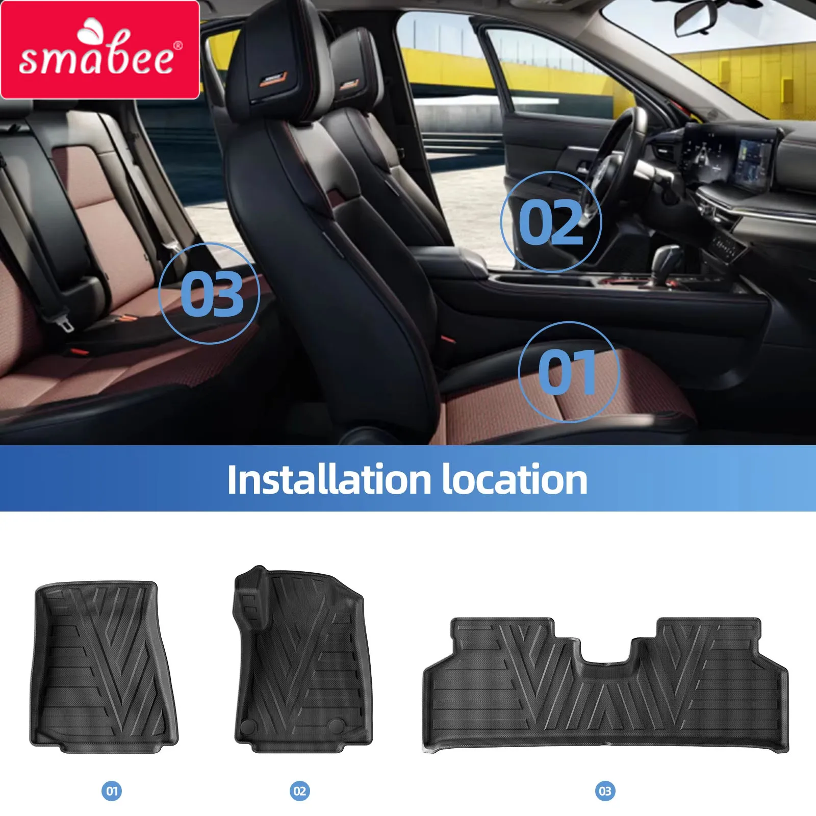 Smabee Right Drive for Kia Niro 2022-2026 TPE 3D Car All -Weather Floor Mats Foot Pad Waterproof Interior Accessories Black