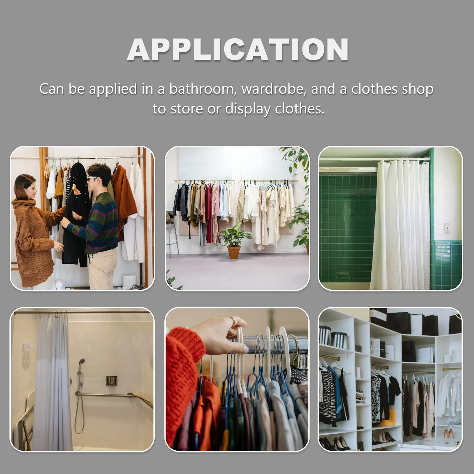 

4Pcs Closet Rod Bracket Stainless Steel Towel Rod Flange Holder Multi-Function Shower Curtain Pole Support Closet Pole Socket