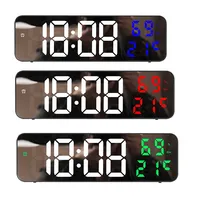 9 Inch Large Digital Wall Clock Temperature Humidity Night Mode Snooze 12/24H USB Plug-in Version Electronic LED Alarm Clock