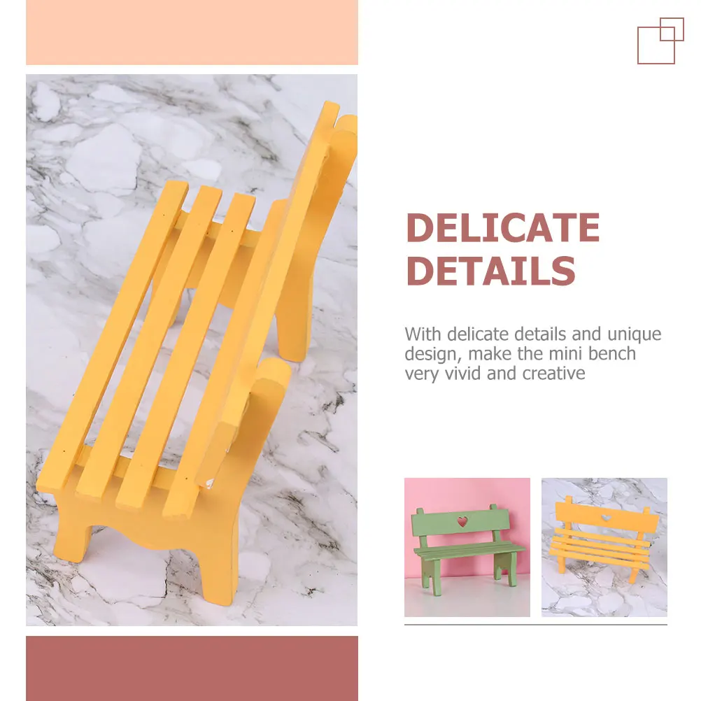 

2pcs Miniature Wood Bench Ornaments Realistic Design For Sand Table Landscape Micro Miniature Furniture Prop Decorative