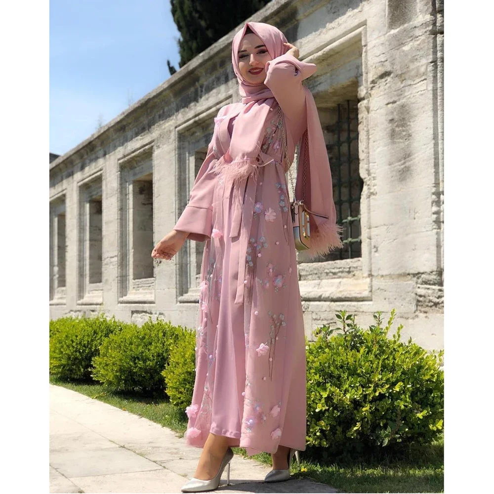 

Dubai Open Abaya Muslim Women Dress Embroidered Kimono Caftan Turkey Kaftan Robe Party Gown Ramadan Cardigan Islamic Clothing