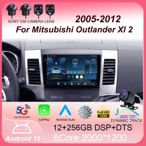 Radio de coche 9 ""Android 15 reproductor Multimidia para Mitsubishi Outlander Xl 2 2005 - 2012 para Citroen c-crosser 2007-2013 NO 2din