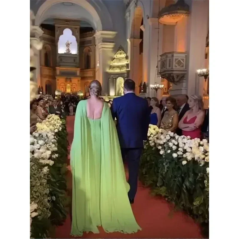 Maßgeschneiderte elegante grüne Chiffon-Kleider für die Brautmutter, Abendparty-Kleider, rückenfrei, für Hochzeitsgäste, formelles Ocn-Abschlussballkleid