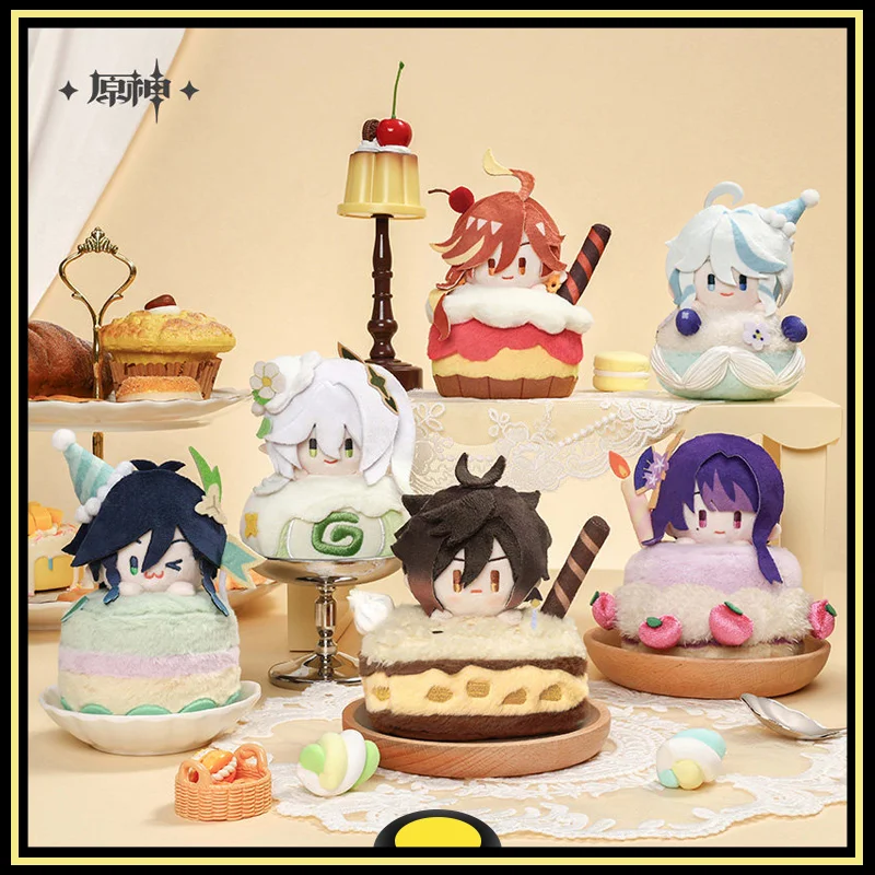 Genshin Impact Figure Cute Toy Peripheral Products Magical Party Series Venti Zhongli Furina Q-version Doll Keychain Original