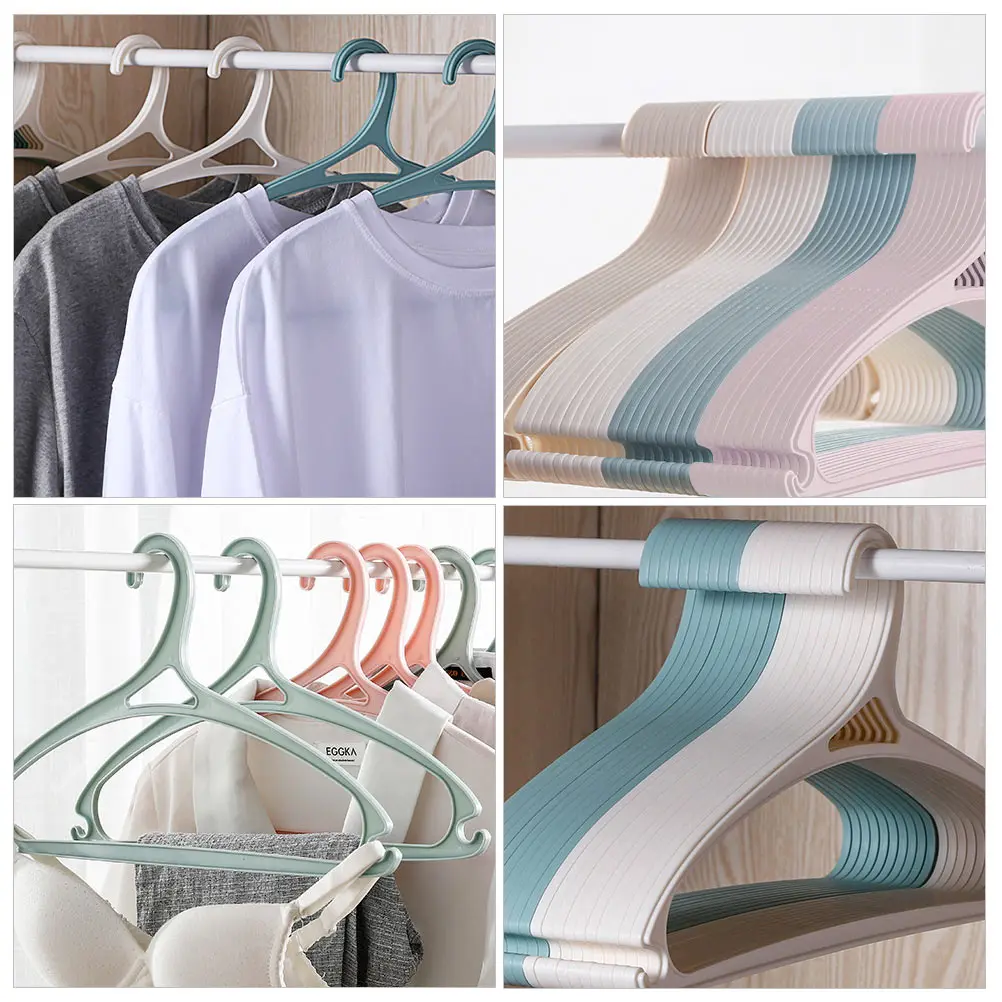 

10pcs Anti Skid Clothes Hanger Wardrobe Storage Balcony Drying Rack PP Material Multi Use Closet ganizer Plastic Smooth