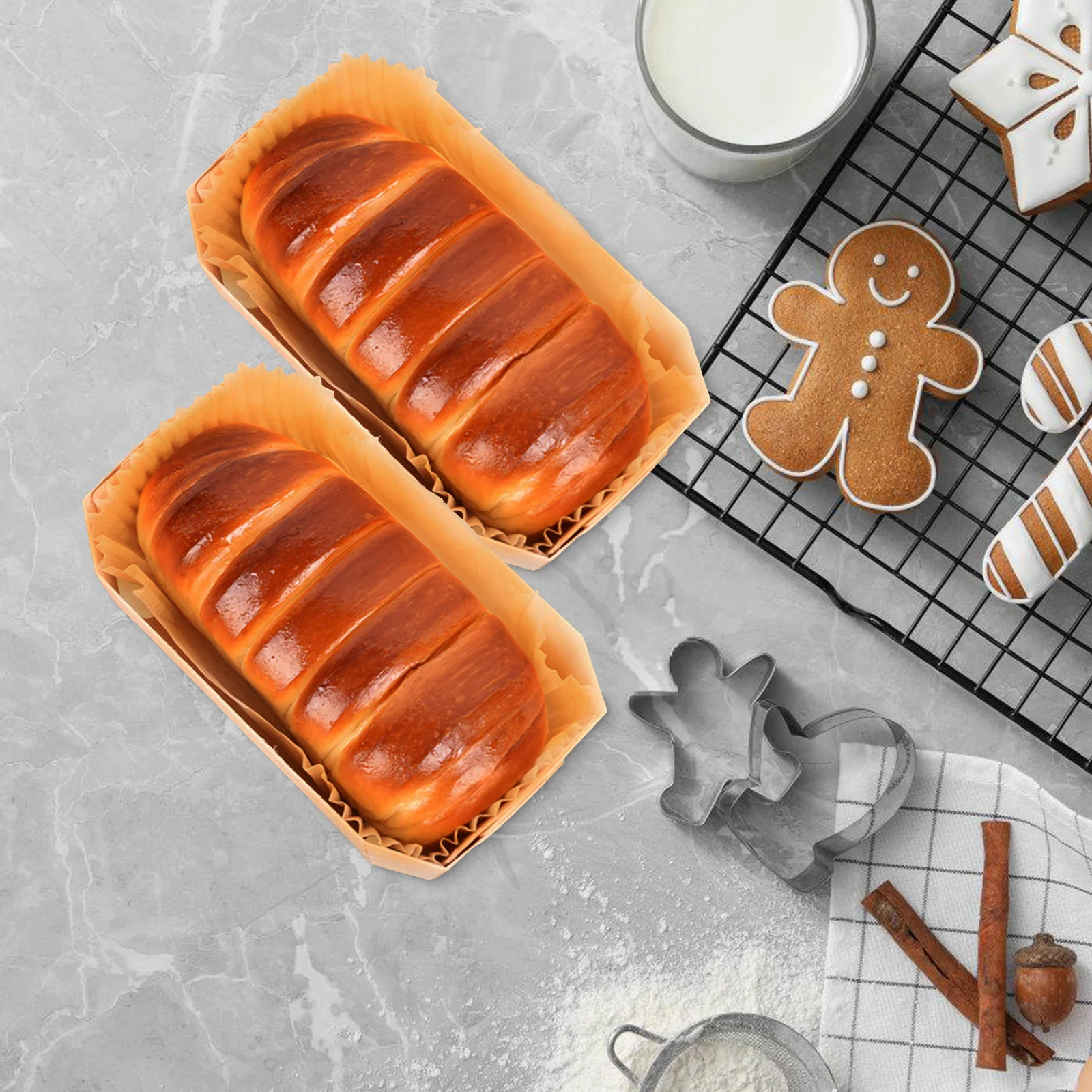 

6pcs Cheese Cake Toast Mold Bread Loaf Pan Nonstick Baking Tray Heat Resistant Reusable Kitchen Bakeware Oven Safe Wood
