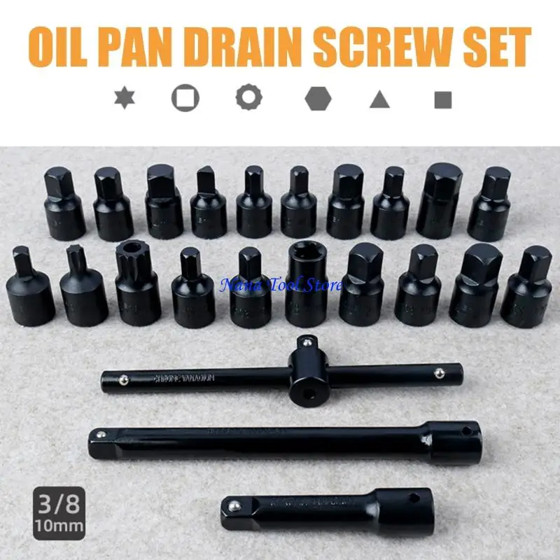 31GJ Universal 23Pcs Oil Drain Plug Spanner Set With Storage Case For Auto Repair
