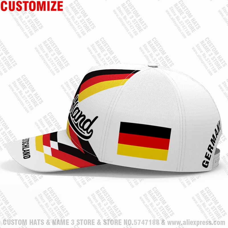 Germany Male Youth Free Custom Name Number Deu Nation Flag Hat Country German Bundesrepublik College Print Photo Baseball Cap