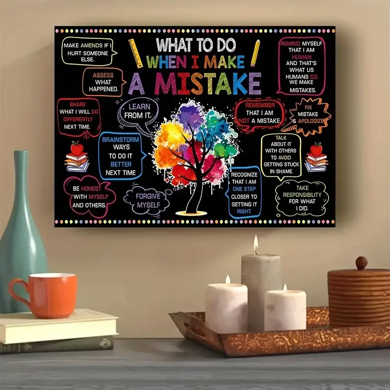 1pc What To Do When I Make A Mistake  Make Amends If I Hurt Someone Else Canvas   Back To School Gift Art Prints No Frame