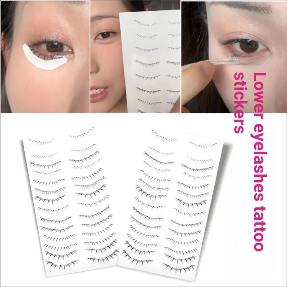 4/8 Pair 3D False Eyelashes Tattoo Under Eye Waterproof Fake Eyelash Long Lasting Black Transfer lashes Decals Eye Makeup Tools