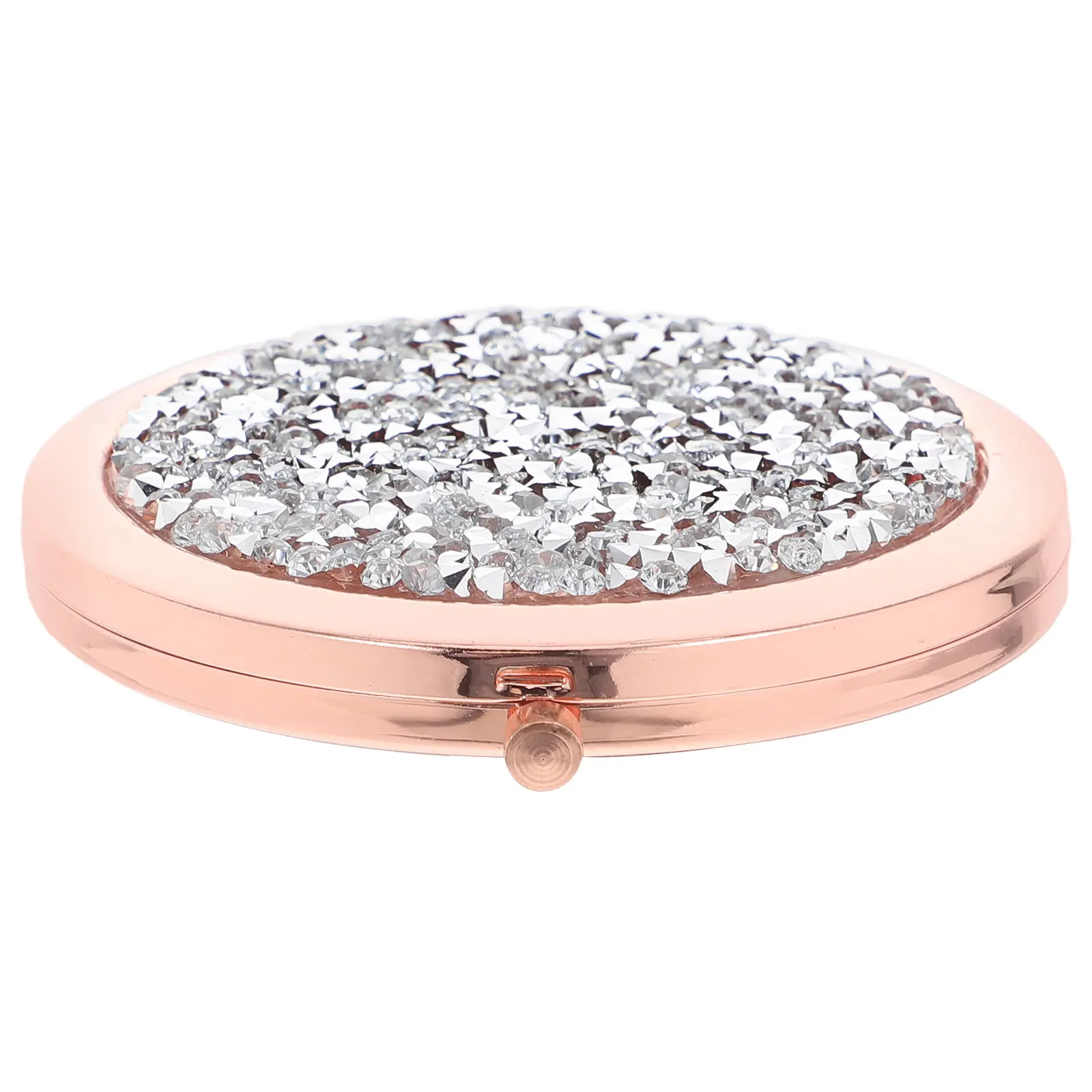 

Rose Gold Mini Compact Folding Makeup Mirror Portable Small Round Travel Pocket Mirror Rhinestone Compact Mirrors Bulk