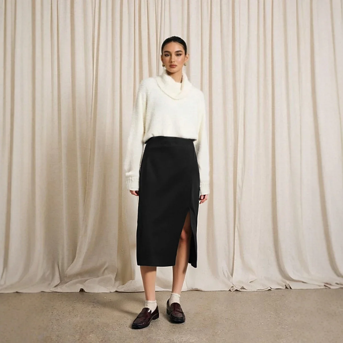 

Women's Skirts All Season Fashion Korean Solid Color Side Slit High Waist MIDI Pencil Daily Skirts