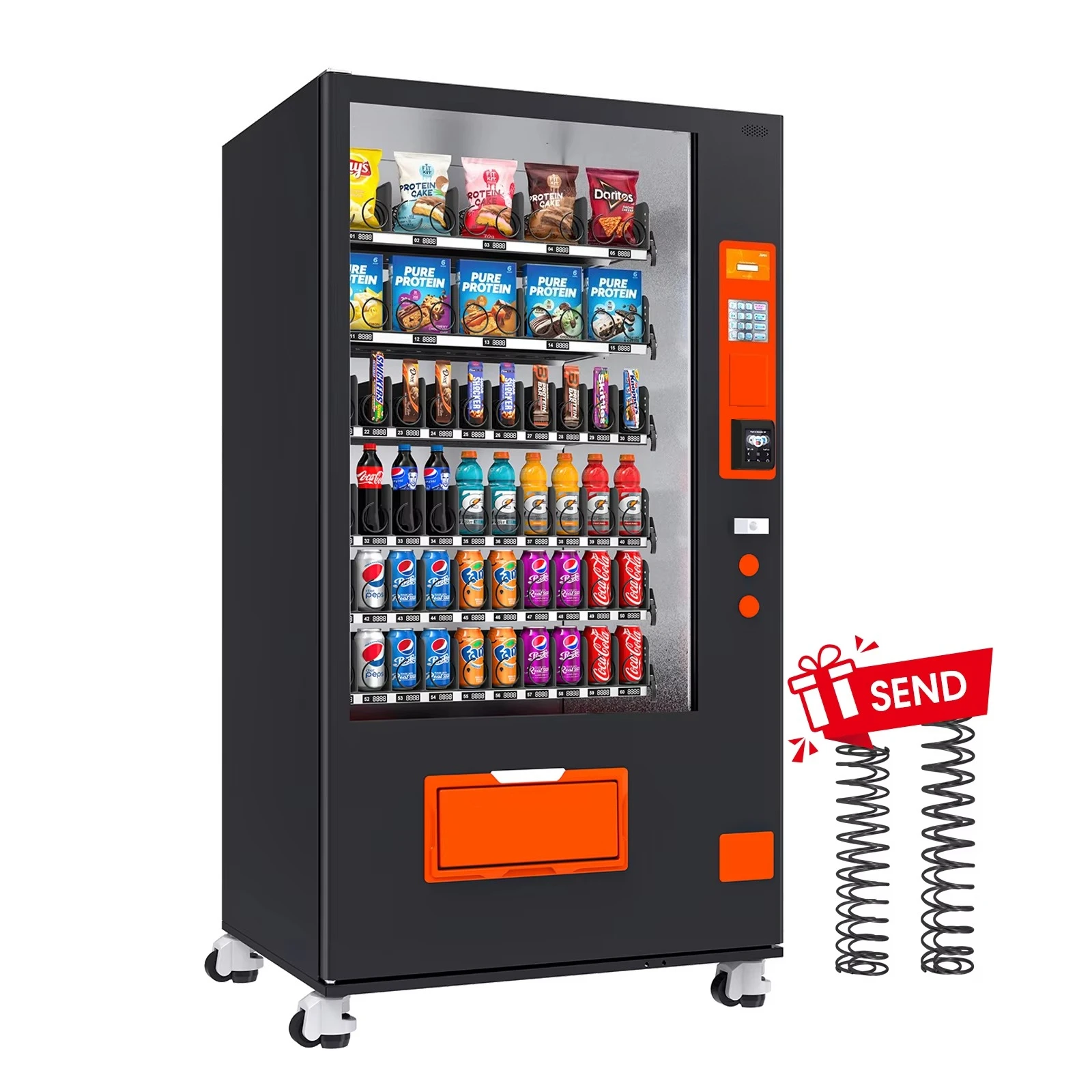 Automatic Commercial Snack Drink Vending Machine, Card Reader, Snacks and Drinks Dispenser