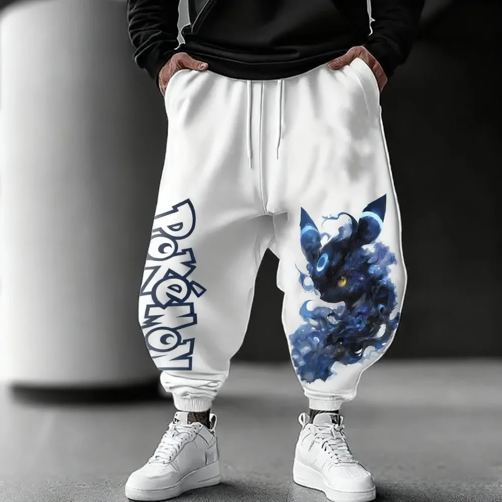 بوكيمون يده لعبة طباعة تنوعا Sweatpants الخريف/الشتاء جديد الرجال اليابانية Harajuku المتضخم عادية فضفاض مسجلة السراويل