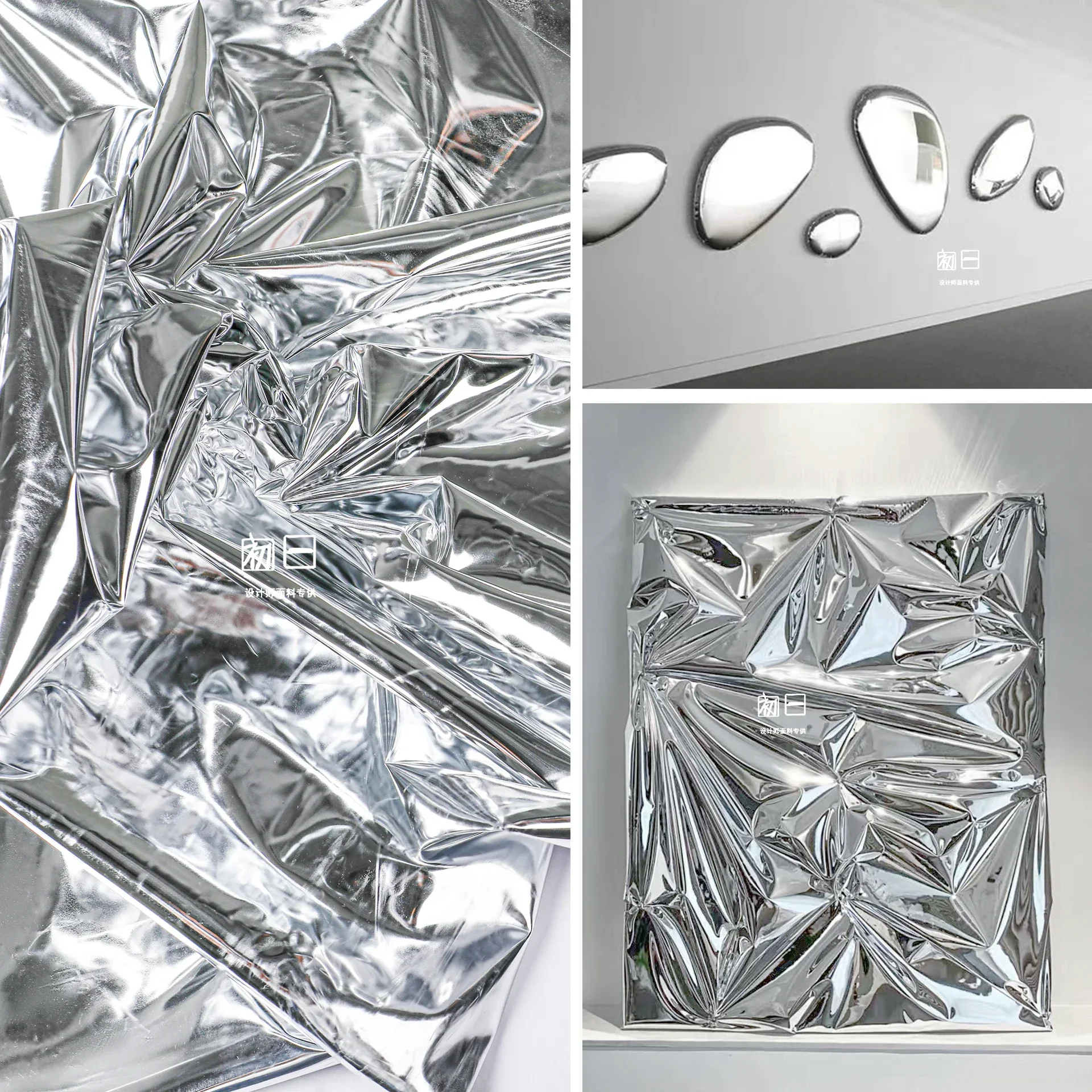 Silver Mirror Tpu Laminate Reflective Film Fabric Photography Background Creative Clothing Jacket Skirt Designer Fabrics