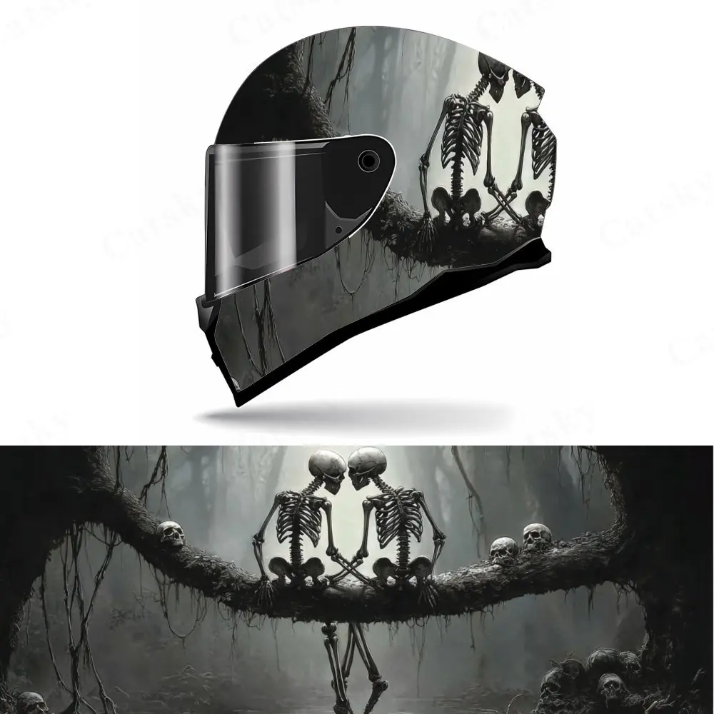 

Gothic Skull Couple Helmet Sticker - Waterproof and Scratch-resistant PVC Vinyl Material, Mysterious Gothic Style, Showing Perso