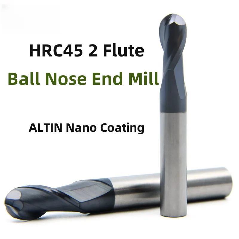 

HRC45 Ball Nose End Mill 2 Flute Tungsten Carbide Milling Cutter CNC Router Bits R1.5 0.5 0.75 1.25 1.5 1.75 2.5 3.5 4.5 5.5 6 7