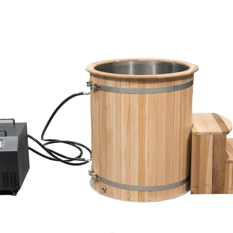 Wooden ice tub with cooling system
