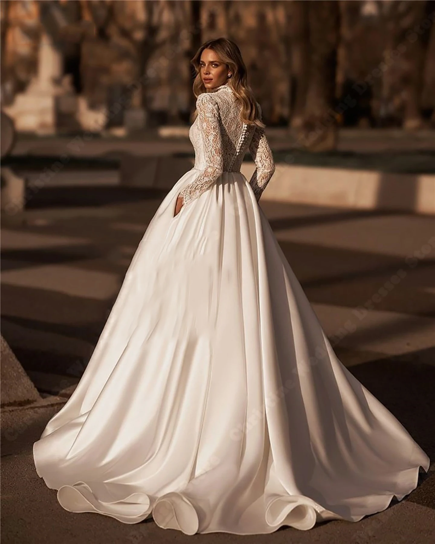 Luxury Formal Wedding Dresses Glitter Tulle Full Sleeves Princess Gowns New  Palace Evening Bridal Vestidos De Noivas Customized