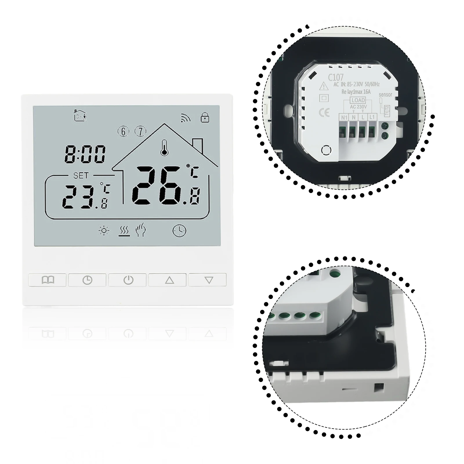 Programmable Floor Thermostat  Control Warm Underfloor Heating  Wide Measuring Range  3A Output Power  AC 85V 230V Compatibility