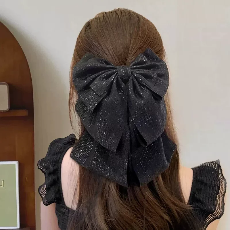 

Female Sparkling Bow Black Princess Temperament Grabbing Clip for Women Casual Hair Claw Hair Accessories New Headwear