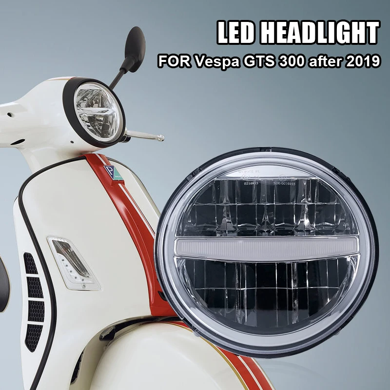 Emark Pass Motorcycle Original Type Chrome LED headlight For Vespa GTS 300 2019-2021