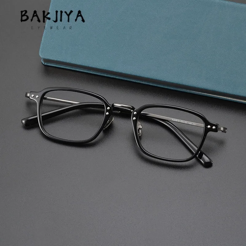 Vintage Acetate Japanese Handmade Square Ultra light Pure Titanium Eyeglasses Frame Men Women High Degree Myopia Glasses Eyewear