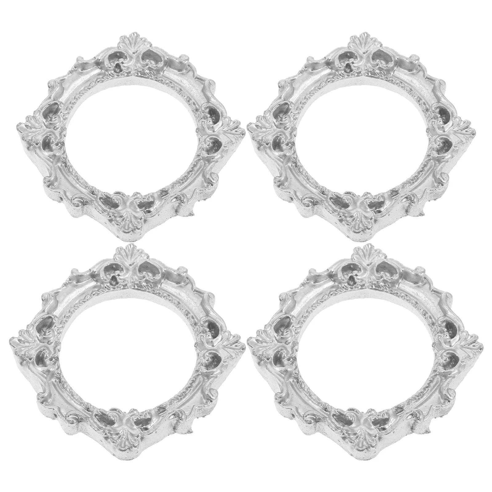 4 قطعة إطارات صور صغيرة خمر صغيرة الباروك إطار صورة مستديرة للديكور المنزل Diy بها بنفسك سكرابوكينغ لوازم سطح الطاولة العرض