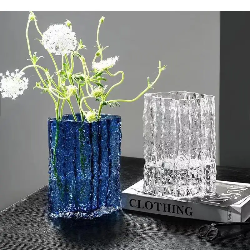 Glacier Glass Vase Transparent Hydroponics Flowers Pots Desk Decoration Flower Arrangement Floral Vases Modern Decor