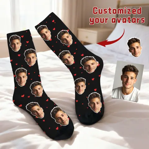 Customized face-shaped socks  Unisex customized socks  Personalized picture socks  Photo socks  Customized socks as gifts