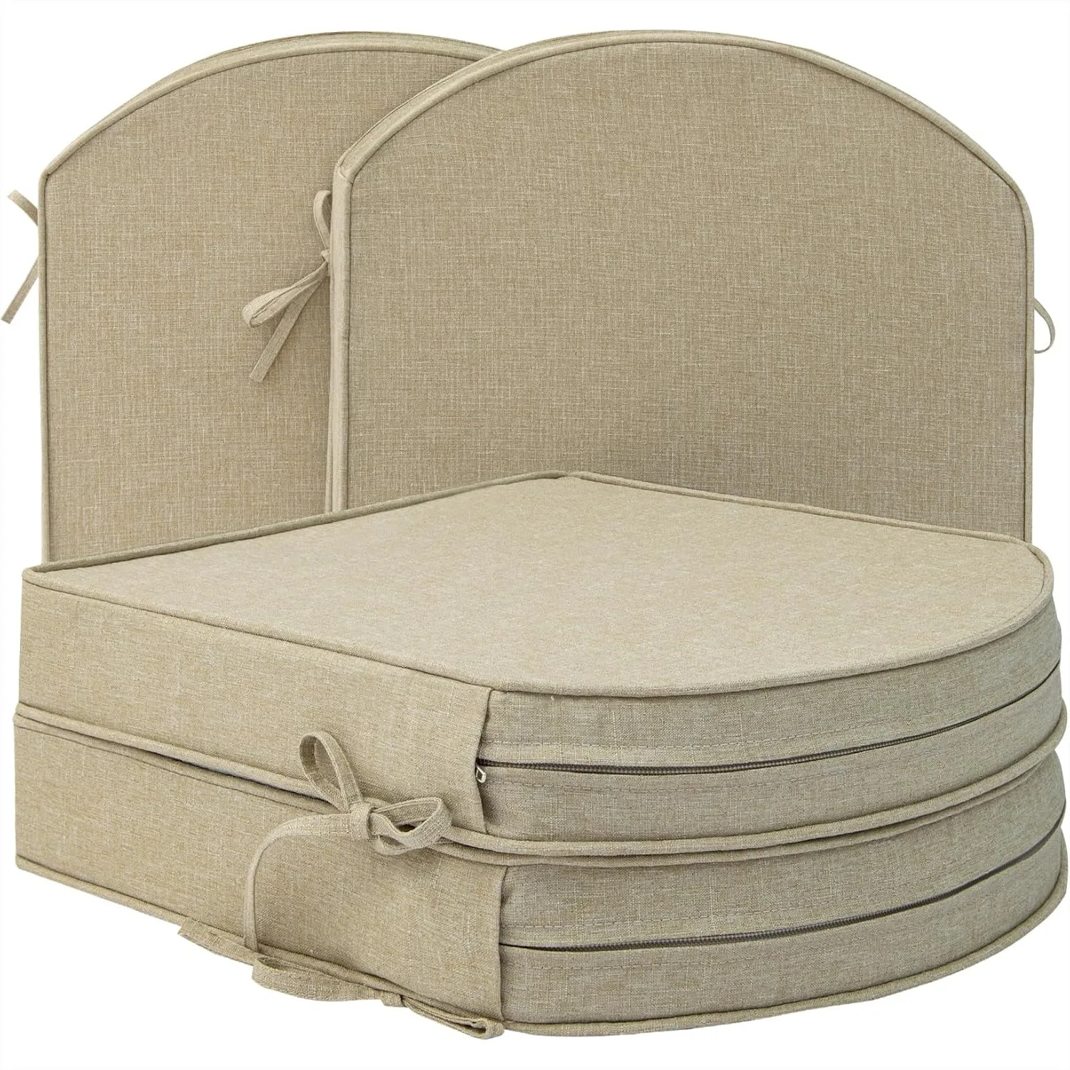 

Outdoor Chair Cushions, Fade-Resistant & Water-Resistant D-Shaped Patio Seat Pads with Ties, Non-Slip Bottom, Removable Cover