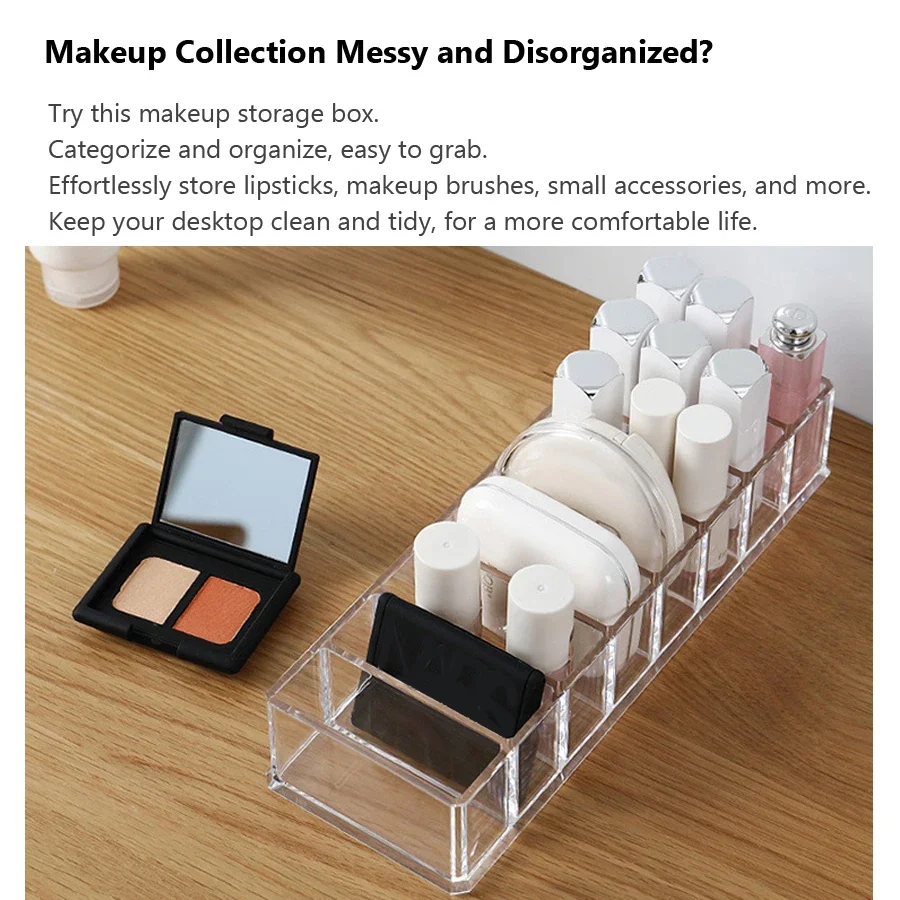 8칸 네일 폴리시 홀더 투명 아크릴 그리드 박스 화장품 디스플레이 스탠드 화장품 정리함