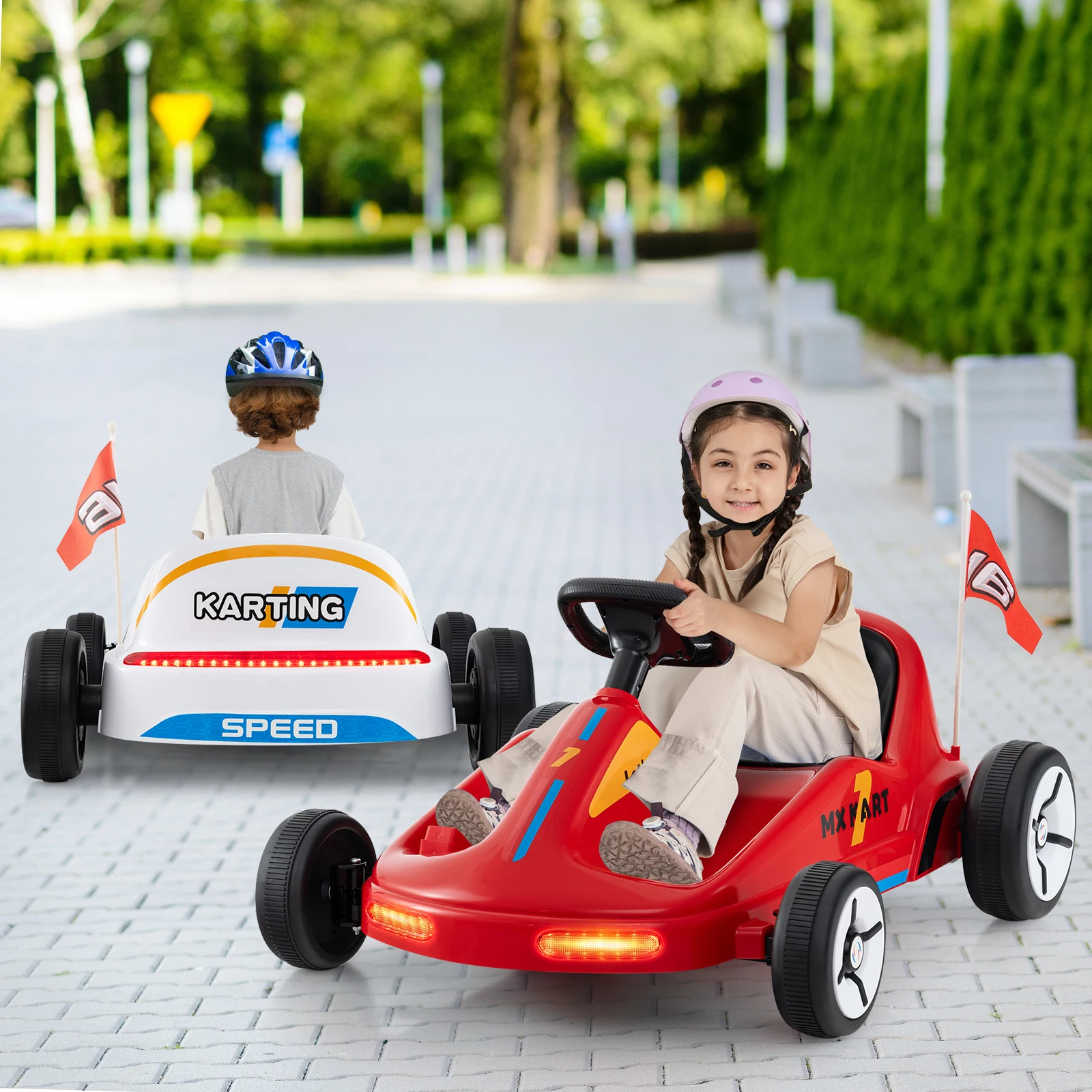 Elétrico vai Kart brinquedo para crianças, alimentado por bateria, passeio em brinquedo de corrida, controle remoto, 12V, 7Ah