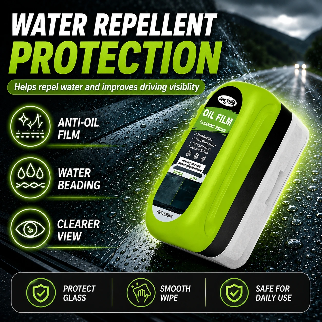 Car Cleaning Brush - แปรงทำความสะอาดฟิล์มน้ำมันเครื่องรถยนต์, น้ำยาไล่ฝนและหมอกสำหรับกระจกรถยนต์, น้ำยาล้างเคลือบ, อุปกรณ์ยานยนต์