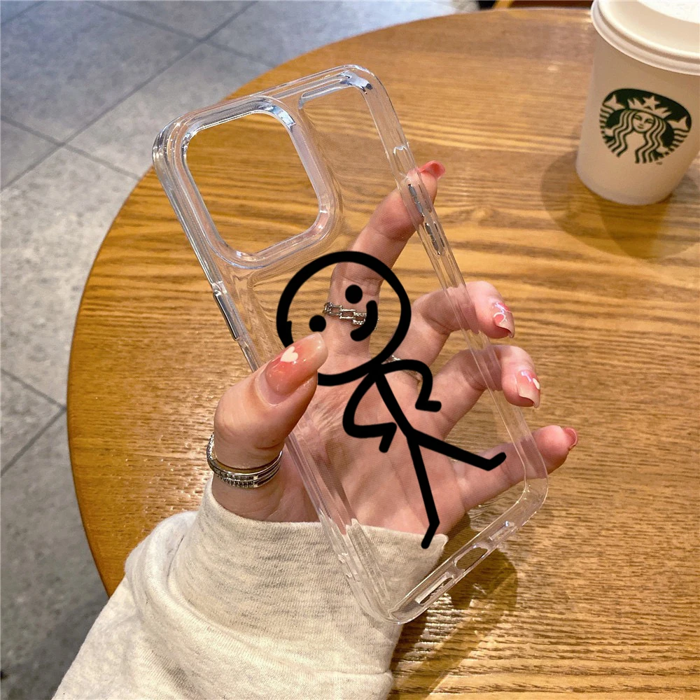 Dễ Thương Coi Thường Matchstick Nam Không Gian Trong Suốt TPU Ốp Lưng Điện Thoại iPhone 14 13 12 11 Pro Max XR XSMAX 8plus Trong Suốt Mềm Lưng