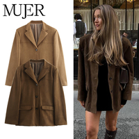 MUJER 2025 Office Blazers for Women Fashion Suede Women's Jacket Spring Outerwears Casual Blazer Woman Long Sleeve Women Coats